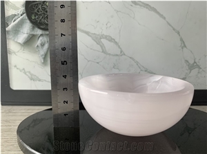 Polished Rose Pink Onyx Thin Bowls for Mixing Mask Powder