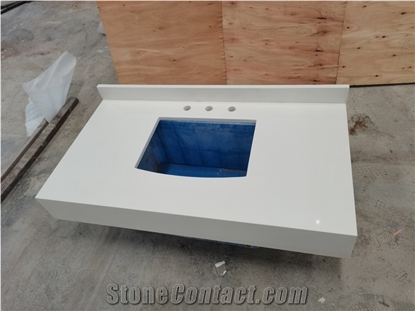 Popular Solid Surface Pure White Quartz Countertop