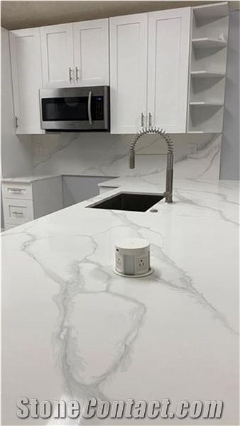 Worktops Design White Quartz Kitchen Countertop