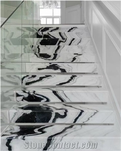 Oriental White Panda Marble Flooring Stairs