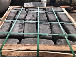 Basalt Hand Cut Tumbled Smooth Side Cube Paving Stone