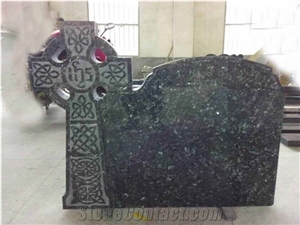 Blue Pearl Celtic Cross Tombstone Headstone
