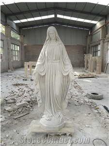 Mary Sacred Heart Marble Carving