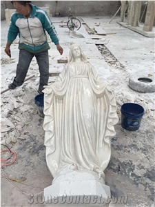 Mary Sacred Heart Marble Carving