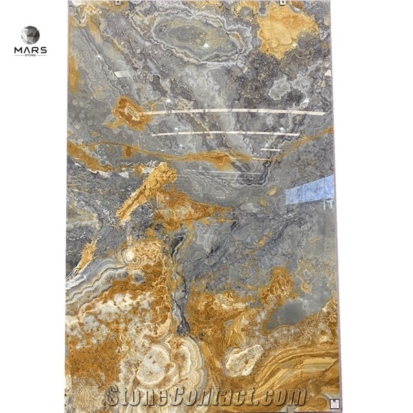 Blue Onyx with White Golden Veins Slab Tiles Stone Buyers