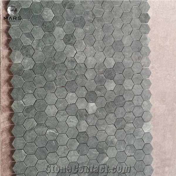 Honed Indian Green Marble Hexagon Mosaic Tiles for Buyers