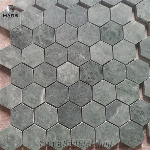 Honed Indian Green Marble Hexagon Mosaic Tiles for Buyers