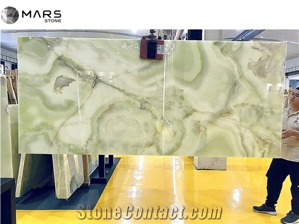 Light Pure Green Onyx for Coffee Table Luxury Tile