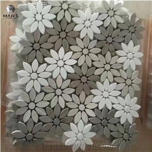 Promotion!Hot Selling Daisy Flower Marble Mosaic Tiles