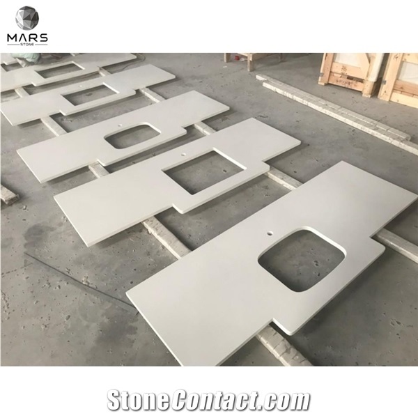 Pure White Artificial Quartz Stone Countertop Kitchen Table