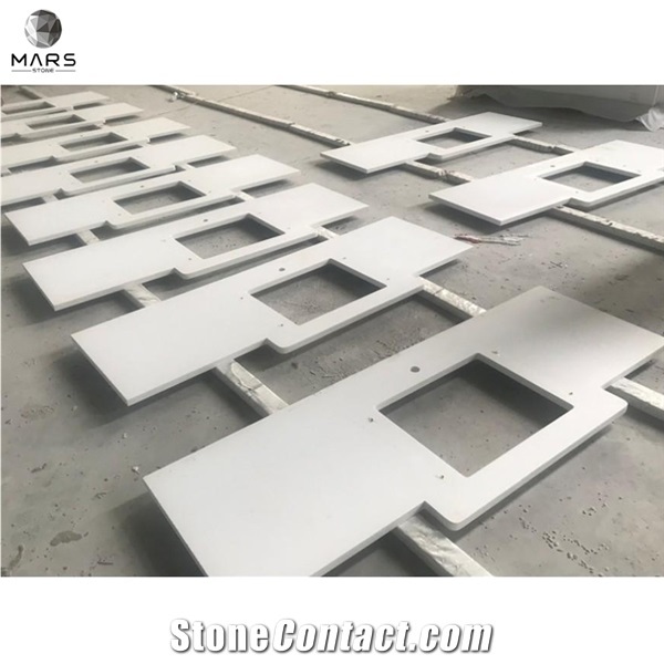 Pure White Artificial Quartz Stone Countertop Kitchen Table
