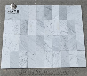 Rectangle Polished Carrara Marble Mosaicstile with Grey Vein