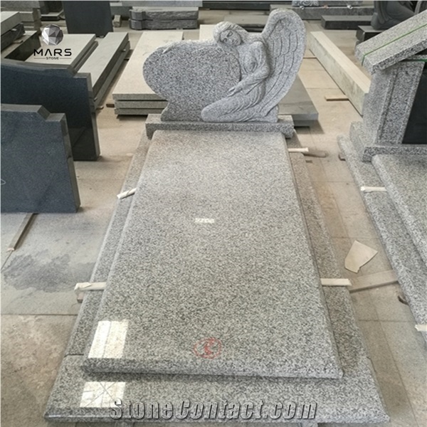 White Granite Angel Heart Headstone Monument Tombstone from China
