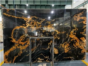 Luxury Brazil Fusion Black Granite Slab