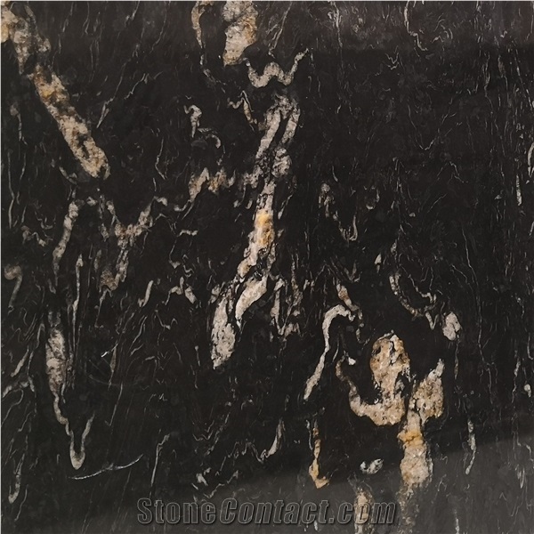 Luxury Brazil Golden Viper Black Granite Slab