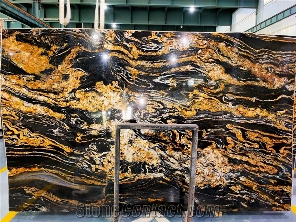 Luxury Polished Brazil Fusion Black Granite Slab
