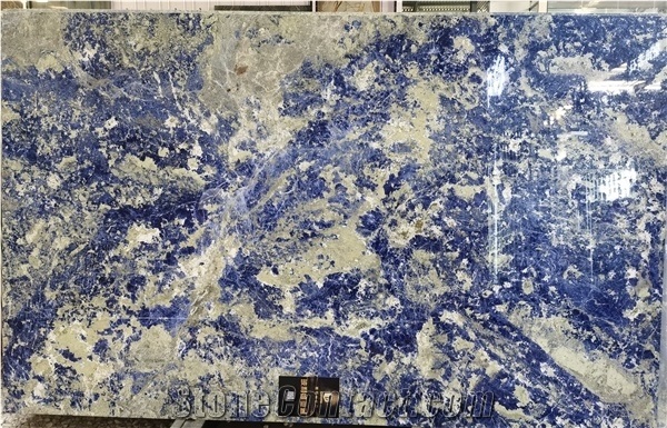Polished African Namibia Sodalite Blue Granite Slab