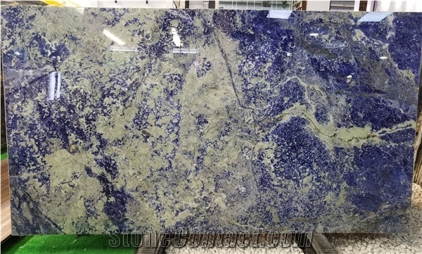 Polished Bolivia Blue Sodalite Marble Slab