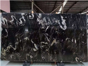 Polished Brazil Thunder Black Granite Slab