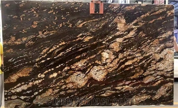 Polished Brazil Universe Black Granite Slab