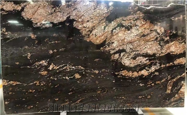 Polished Brazil Universe Black Granite Slab