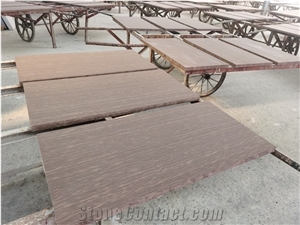 Polished Dark Purple Wood Grain Striped Sandstone Floor Tile