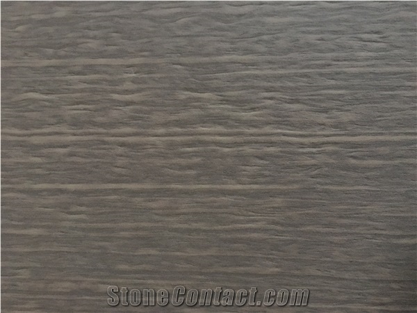 Polished Dark Purple Wood Grain Striped Sandstone Floor Tile