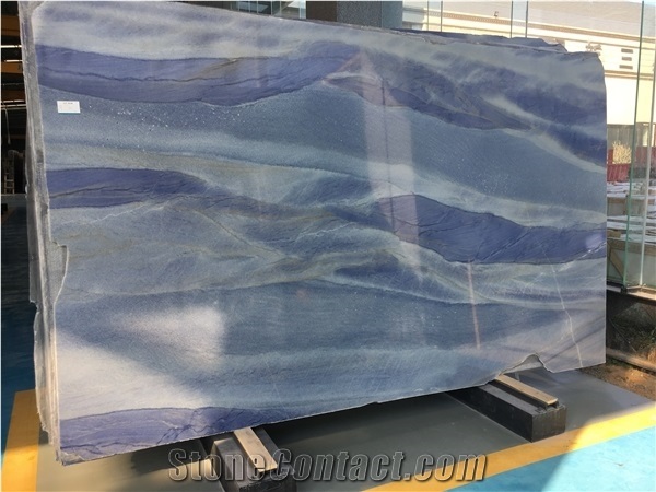 Polished Luxury Brazil Azul Imperial Quartzite Slab