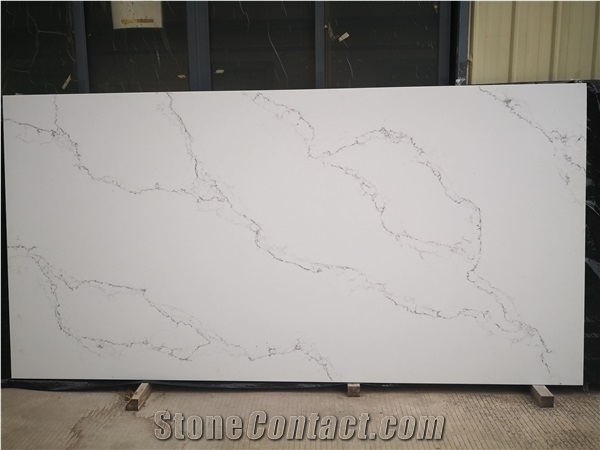 Artificial Countertop Solid Pure White Quartz Stone Slabs