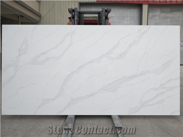 Calacatta Quartz Stone White Slab for Countertops