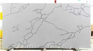 Calacatta White Quartz for Countertops Big Size Engineered Stone