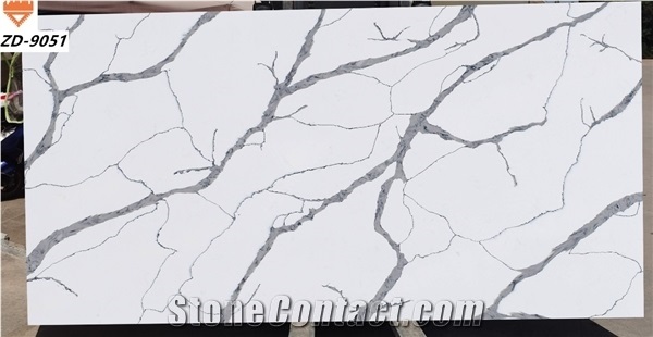 Calacatta White Quartz Slabs Engineered Quartz Surface