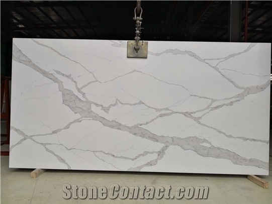 Calacatta White Quartz Stone for Kitchen Countertop
