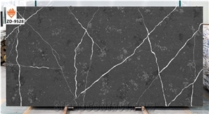 Dark Grey Calacatta Quartz Surfaces for Counter Tops Zd9528