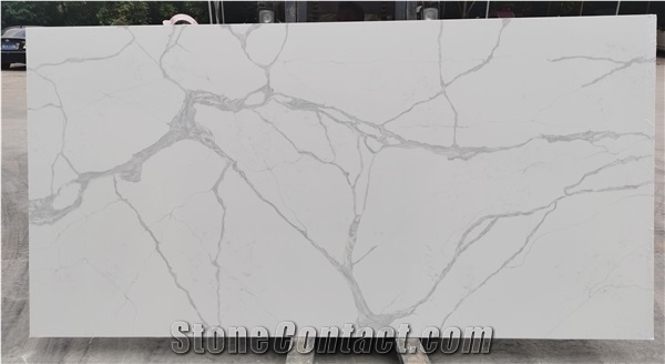 Factory Direct Calacatta Quartz Stone Artificial Marble Slab