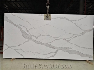 Luxury Artificial White Calacatta Marble Quartz Slabs