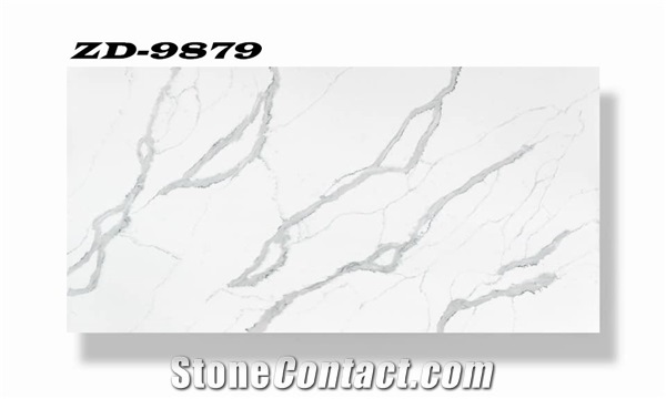 Luxury Quartz Stone White Calacatta Cararra Slab