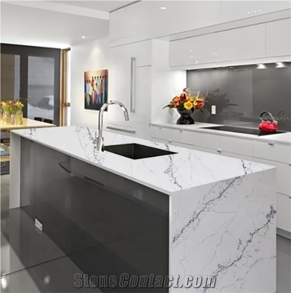 Marble Look Quartz Surface for Kitchen Countertops