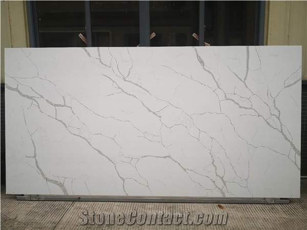 Natural White Quartz Countertop Lightweight Stone Slabs