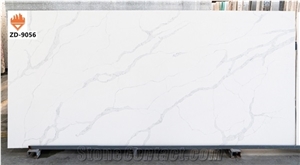 New Calacatta White Quartz Slabs Polished for Countertops