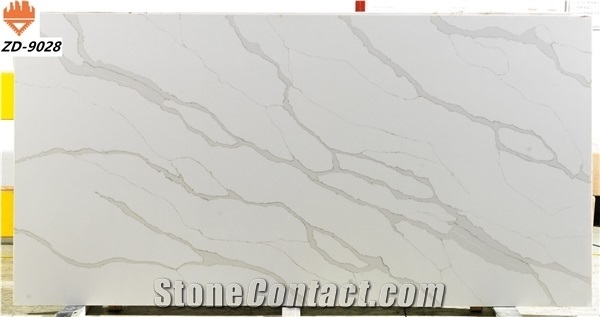 Polished White Artificial Calacatta Quartz Stone Wholesales
