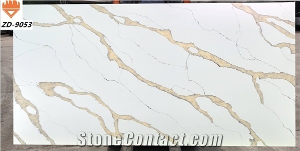 Polished White Artificial Calacatta Quartz Stone Wholesales