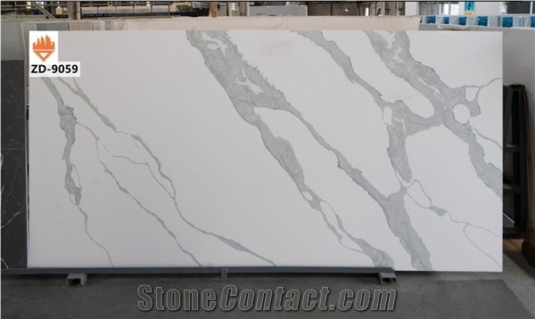 Pure White Quartz Stone Slabs Malaysia Zhong De Stone