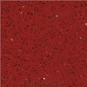 Sparkling Red Color Quartz Stone for Kitchen Counter Tops