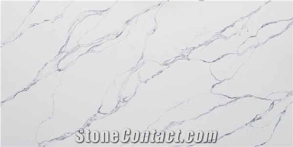 Super White Calacatta Quartz Surface for Kitchen Counter Top