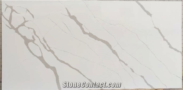White Calacatta Engineered Stone Slabs Supplier for Worktop