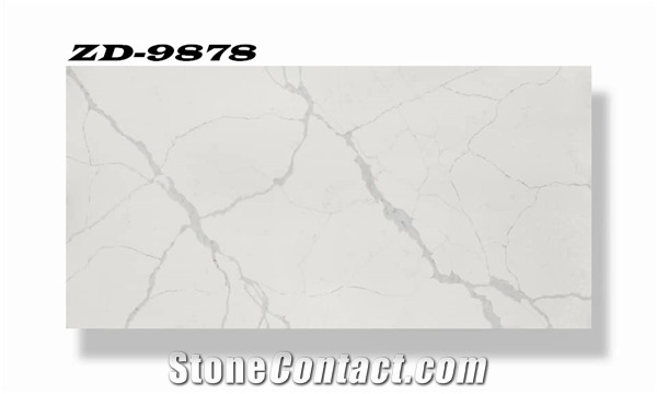 White Calacatta Quartz Stone Slab For Sale
