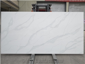 White Color Natural Marble Look Quartz Slab for Tabletop
