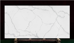 White Quartz Stone Slabs for Bathroom Countertop