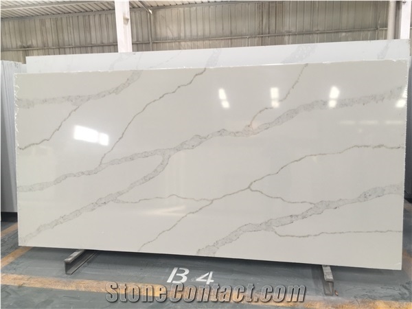 White Quartz with Back Veins Slabs for Countertops